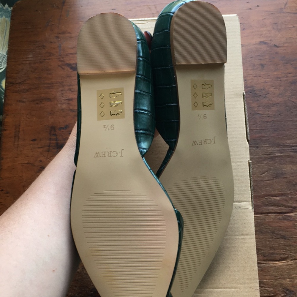 J. Crew Croc-Embossed Pointed Slip-Ons in Academic Green - Picture 6 of 7